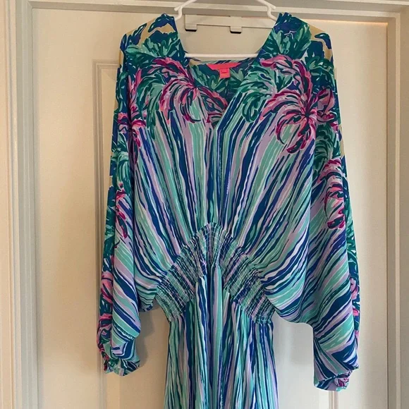 Lilly Pulitzer Vibrant Blue and Pink Long Sleeve Dress - Picture 4 of 6